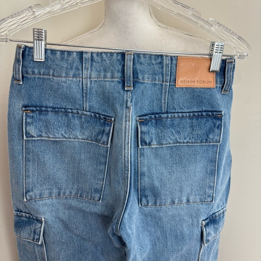 Denim Forum The '90s Edie Lo-rise Cargo Jean in 7 Yrs Pctr Ths Bleu Size 24 NWOT - Picture 4 of 16